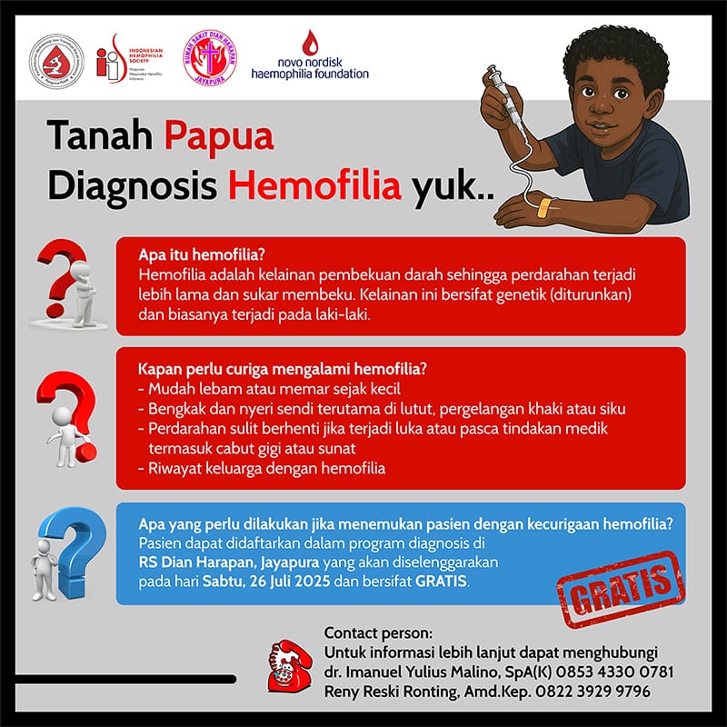Screening Hemofilia di Tanah Papua “Kolaborasi PHTDI, HMHI dan NNHF untuk Deteksi Dini dan Edukasi Menyeluruh”